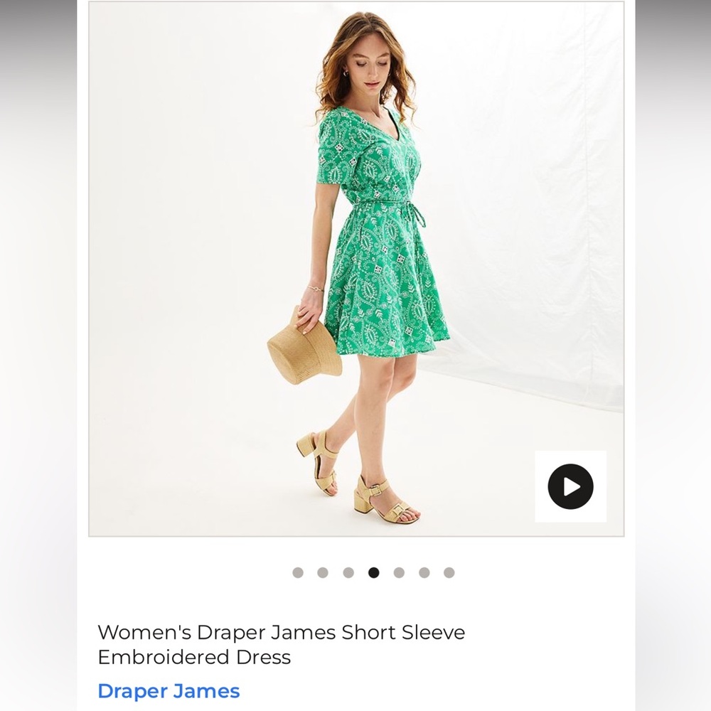 Draper James Green Baroque Patterned Dress NWOT